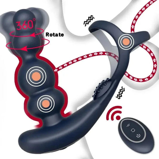 360° Prostate Massager Vibrator + Cock Ring -