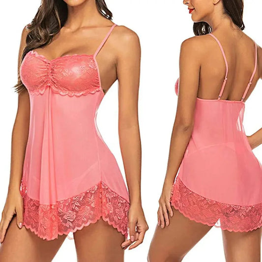 Hot Transparent Lace Sleepwear Set -