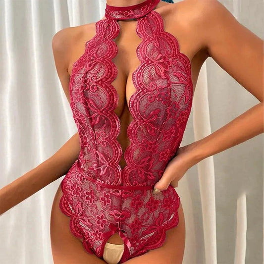 Open Croth Babyddoll Lingerie Sex Porn Temptation Exotic DressesWomen Sexy Lace BodysuitSleeveless Backless Teddy Lingerie -