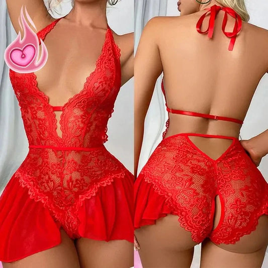 Seductive Lace Babydoll Lingerie Set -