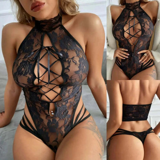 Cosplay Lace Transparent Teddy Underwear Cosplay Cat Uniform Erotic Lingerie Erotic Babydoll -