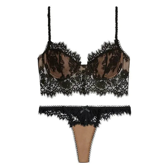 Sexy Eyelash Lace Lingerie Set -