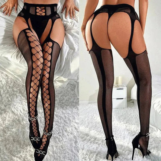 Sexy Fishnet Lingerie Babydoll Set -