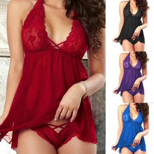 Sexy Lace Nightwear Babydoll Lingerie Set